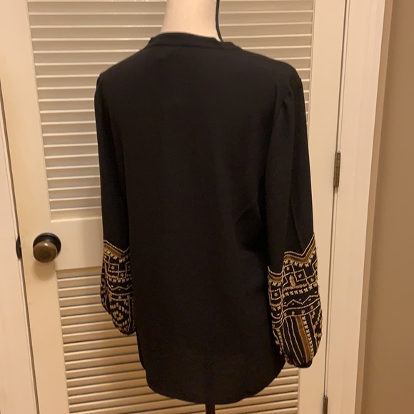 3. Chico’s Black Blouse with Gold Beading on Sleeves - Picture 5 of 11